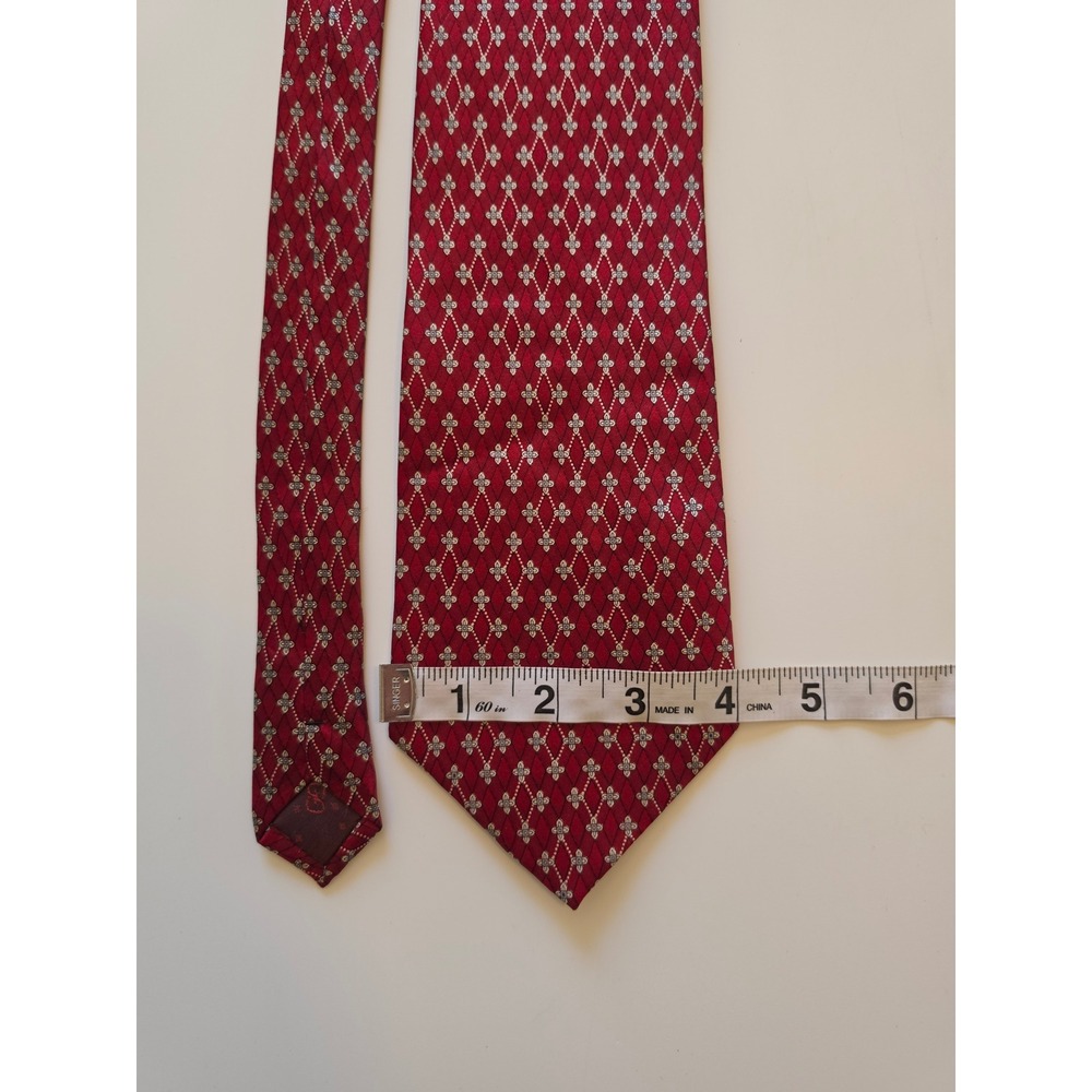 GUCCI 100% Silk Italy Preppy Old Money Maximalist Geometric Floral Red Tie - Picture 5 of 8